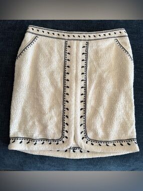dolan Cream Textured Skirt  with Black Embroidered Trim